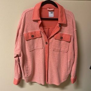 Coral Pink SO Fleece shacket